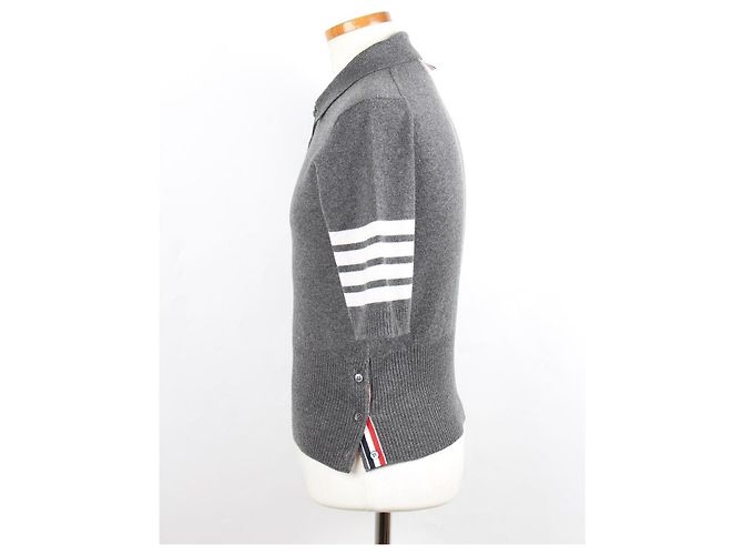 Thom Browne Kaschmir-Strick mit diagonalem Armband und Kragen Braun - Ansicht 3
