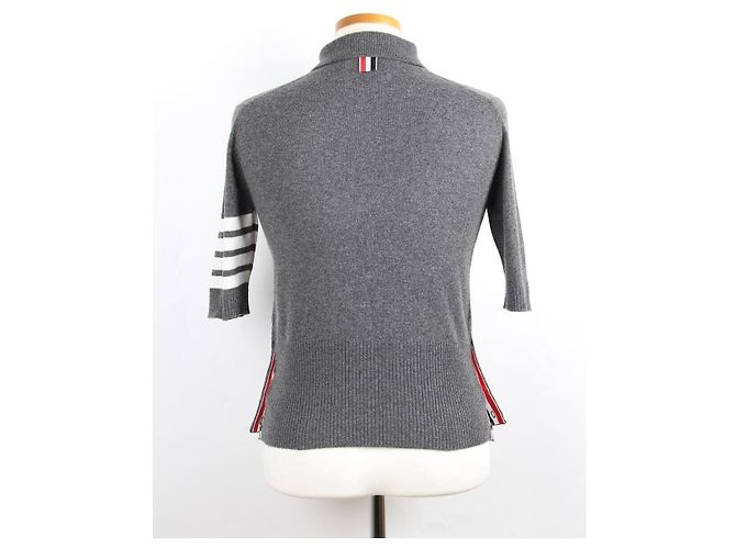 Thom Browne Kaschmir-Strick mit diagonalem Armband und Kragen Braun - Ansicht 4