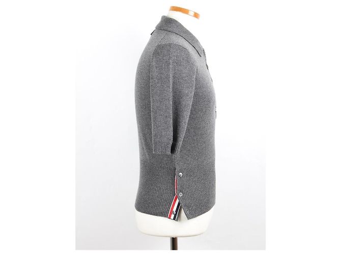 Thom Browne Kaschmir-Strick mit diagonalem Armband und Kragen Braun - Ansicht 5