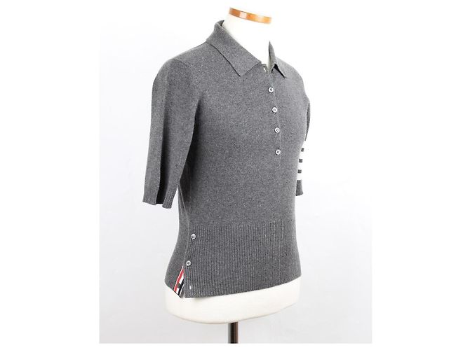 Thom Browne Kaschmir-Strick mit diagonalem Armband und Kragen Braun - Ansicht 6