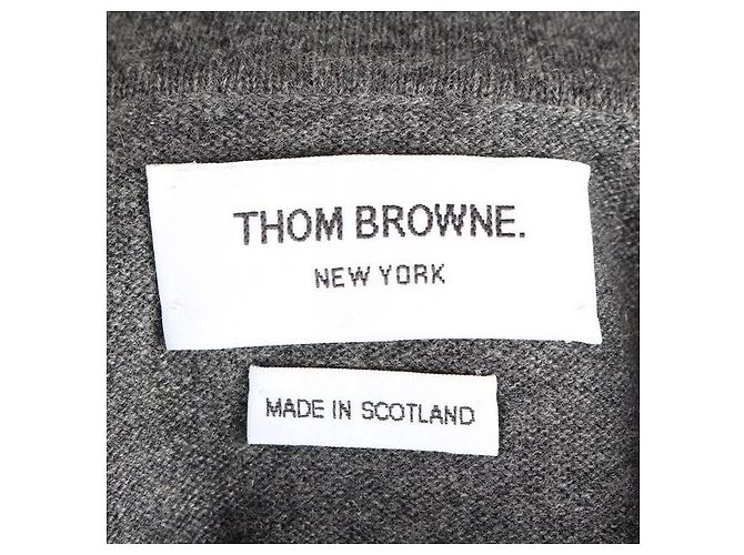 Thom Browne Kaschmir-Strick mit diagonalem Armband und Kragen Braun - Ansicht 8