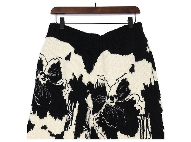 Loewe Collaboration Unisex-Hose aus Intarsia-Wolle mit Stiefmütterchen-Muster Weiß - Ansicht 2