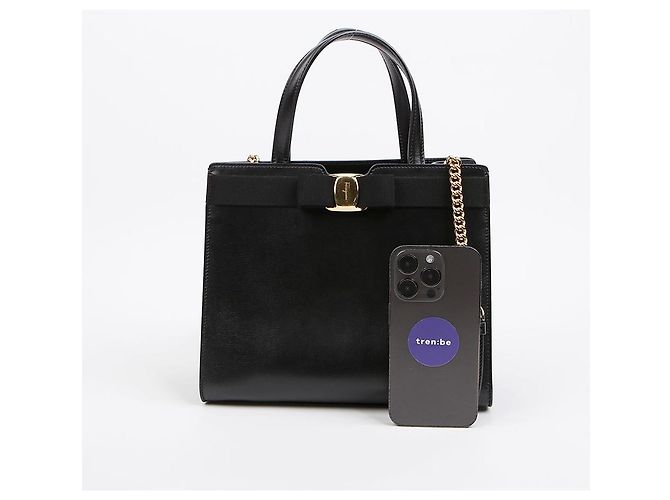 Salvatore Ferragamo Borsa a mano media nera - vista 7
