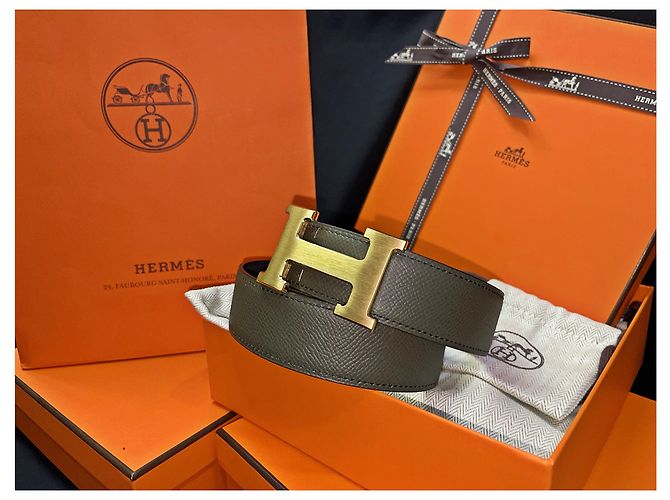 Hermès Cintura reversibile Classic Khaki Navy Oro Opaco Multicolore - vista 2