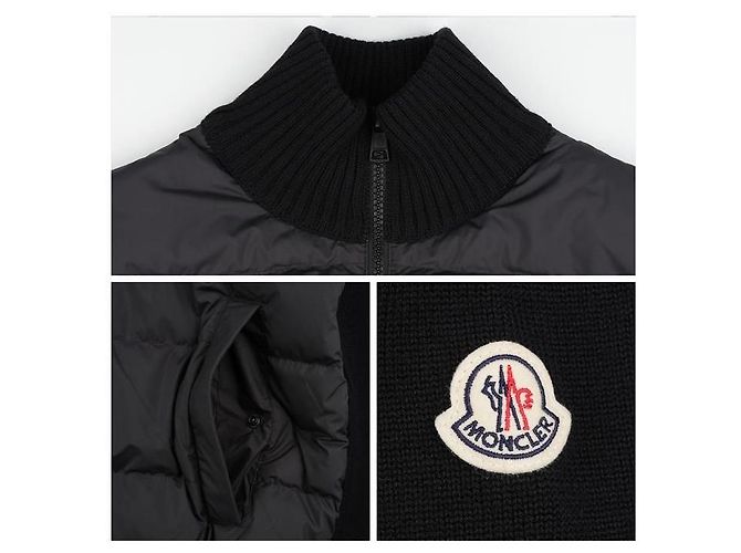 Moncler gesteppter Wollcardigan mit Reißverschluss Schwarz - Ansicht 3