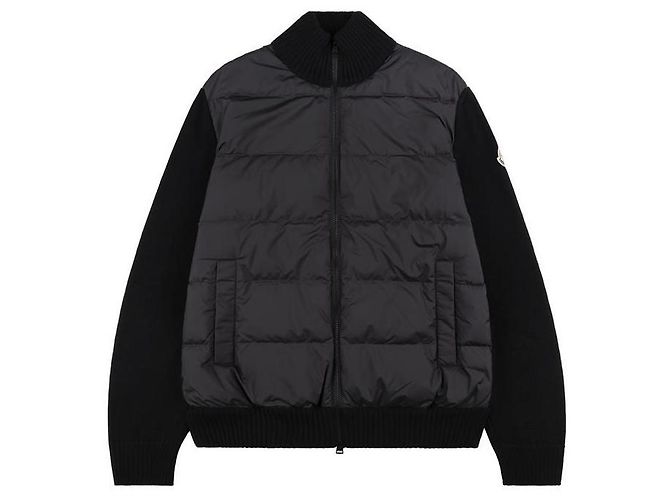 Moncler gesteppter Wollcardigan mit Reißverschluss Schwarz - Ansicht 7