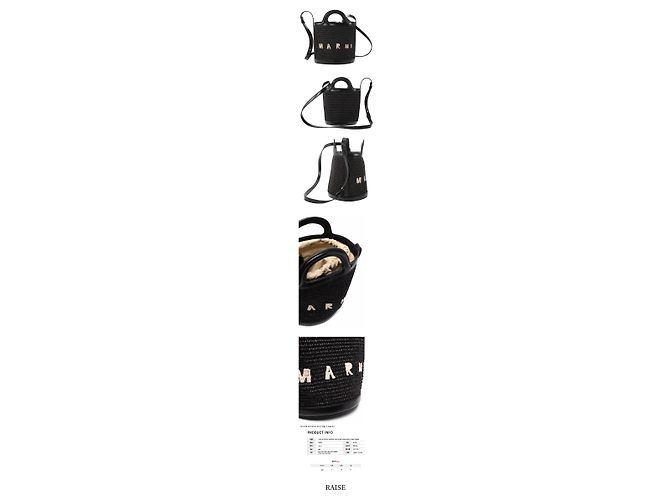 Marni Borsa bucket in pelle/rafia nera Nero - vista 2
