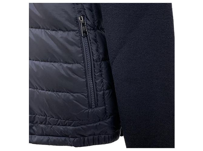 Moncler Tricot Logo Patch Steppjacke aus Wolle im Cardigan-Stil Schwarz - Ansicht 4