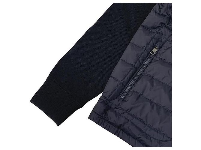 Moncler Tricot Logo Patch Steppjacke aus Wolle im Cardigan-Stil Schwarz - Ansicht 5