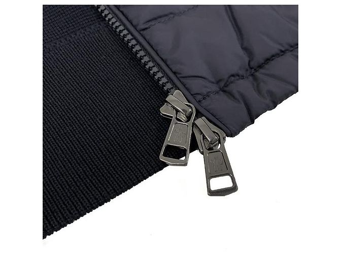 Moncler Tricot Logo Patch Steppjacke aus Wolle im Cardigan-Stil Schwarz - Ansicht 7