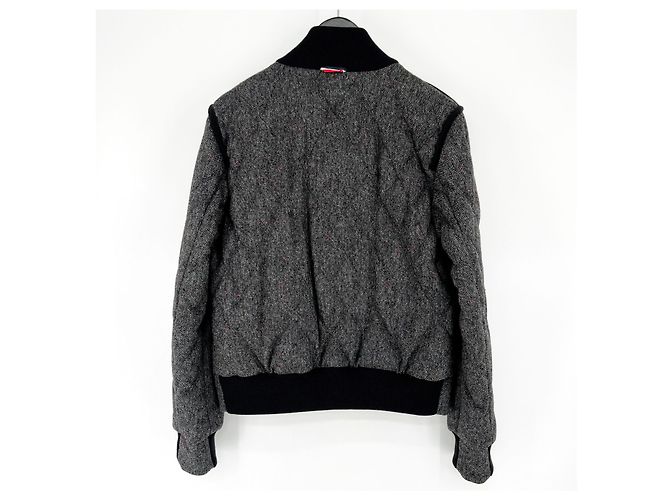 Moncler Gamma Blue Wool Bomber Padded Jacket Black - view 2