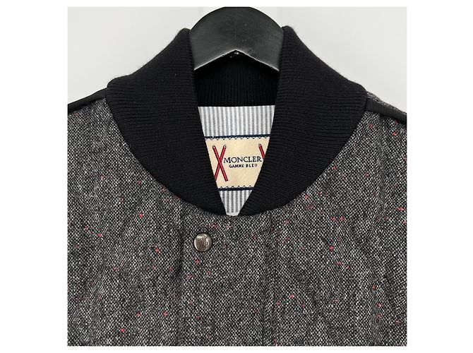 Moncler Gamma Blue Wool Bomber Padded Jacket Black - view 4