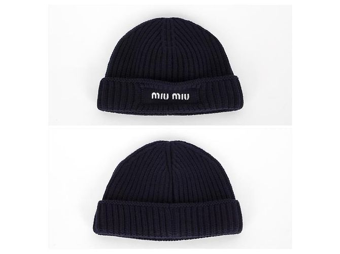Miu Miu Wollmütze mit besticktem Logo Schwarz - Ansicht 2
