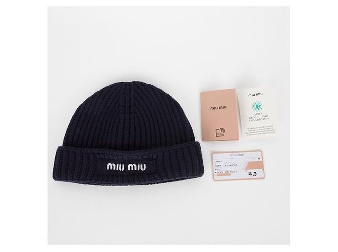 Miu Miu Wollmütze mit besticktem Logo Schwarz - Ansicht 6