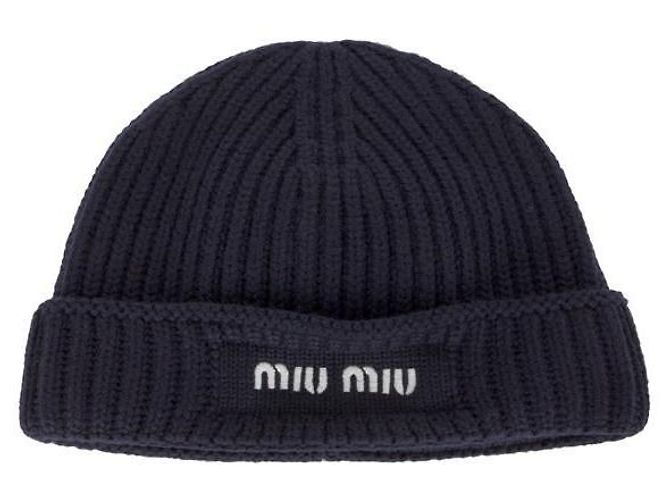 Miu Miu Wollmütze mit besticktem Logo Schwarz - Ansicht 8