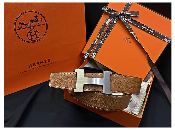 Hermès Large Black Gold Outstitch Wendelgürtel Matt-Silber Mehrfarben - Ansicht 2