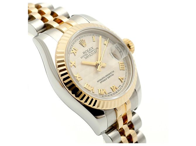 Rolex Datejust Combi Damenuhr Pyramid Ivory Roman Weiß - Ansicht 10