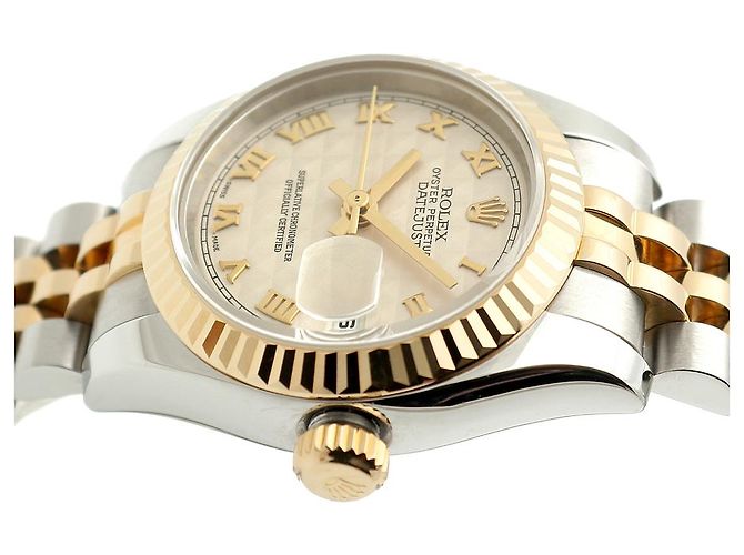 Rolex Datejust Combi Damenuhr Pyramid Ivory Roman Weiß - Ansicht 11