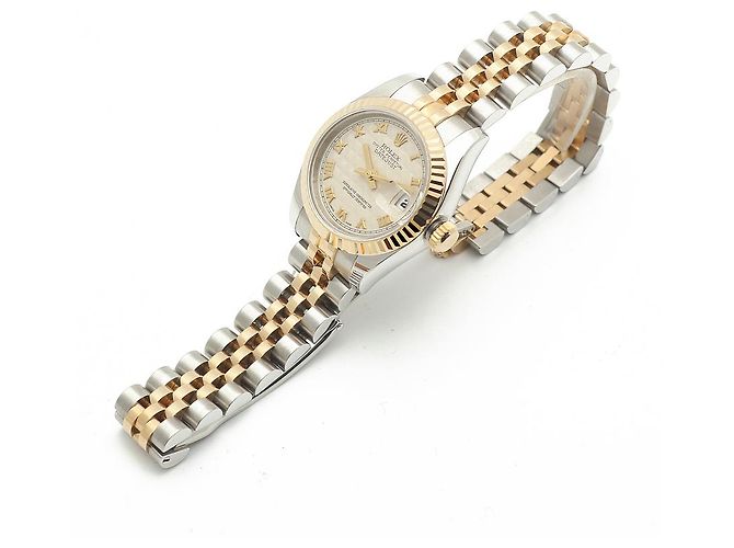 Rolex Datejust Combi Damenuhr Pyramid Ivory Roman Weiß - Ansicht 13