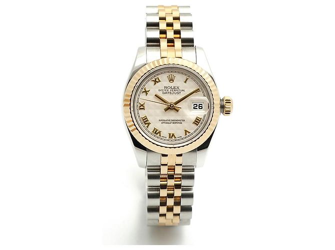 Rolex Datejust Combi Damenuhr Pyramid Ivory Roman Weiß - Ansicht 15