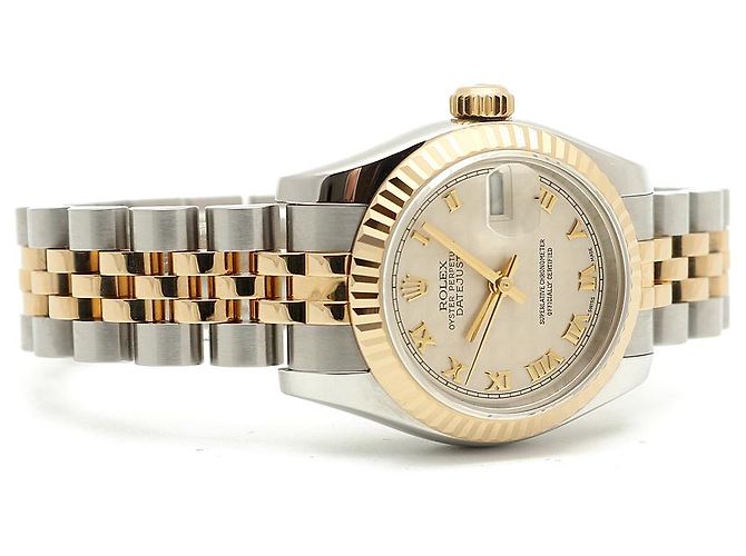 Rolex Datejust Combi Damenuhr Pyramid Ivory Roman Weiß - Ansicht 18