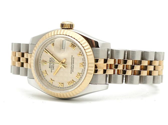 Rolex Datejust Combi Damenuhr Pyramid Ivory Roman Weiß - Ansicht 19