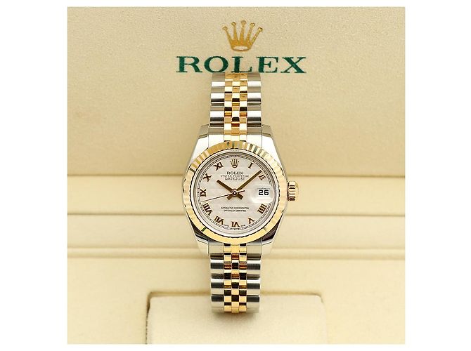 Rolex Datejust Combi Damenuhr Pyramid Ivory Roman Weiß - Ansicht 2
