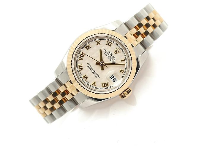 Rolex Datejust Combi Damenuhr Pyramid Ivory Roman Weiß - Ansicht 21
