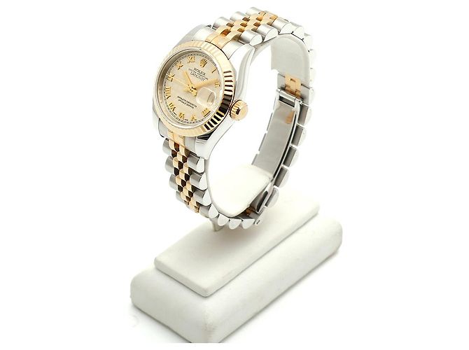 Rolex Datejust Combi Damenuhr Pyramid Ivory Roman Weiß - Ansicht 4