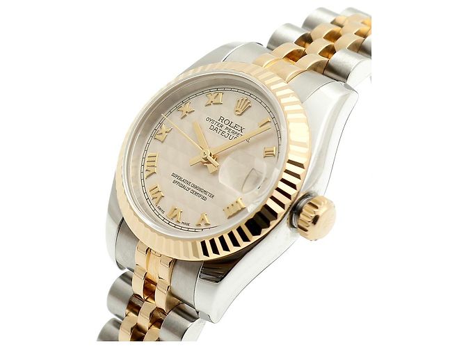 Rolex Datejust Combi Damenuhr Pyramid Ivory Roman Weiß - Ansicht 9