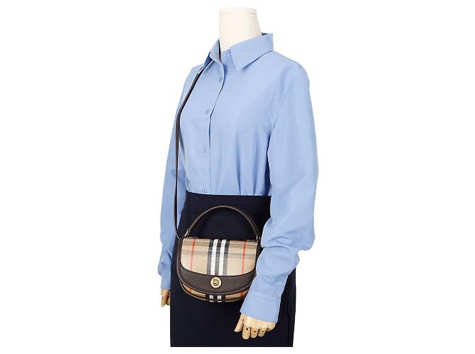 Burberry Borsa a Tracolla Highland Mini Tote Marrone - vista 10