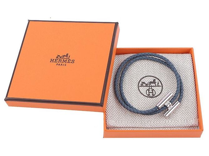 Hermès Bracciale Tournis Tresse da uomo Blu - vista 10