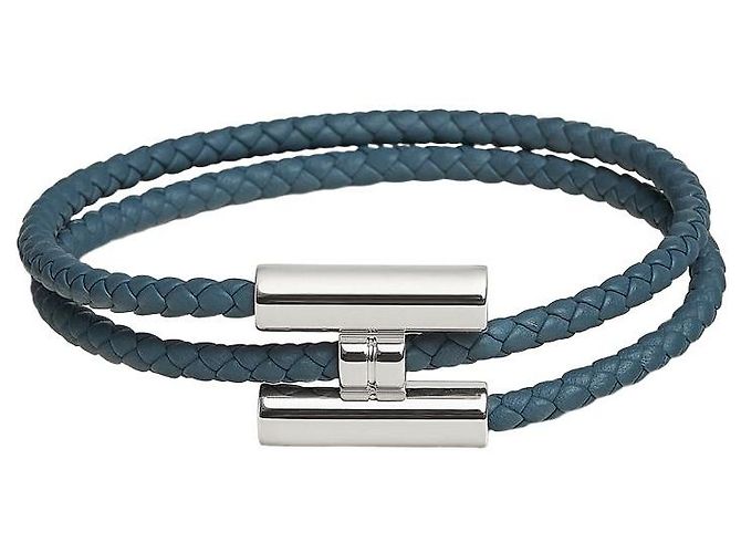 Hermès Bracciale Tournis Tresse da uomo Blu - vista 4