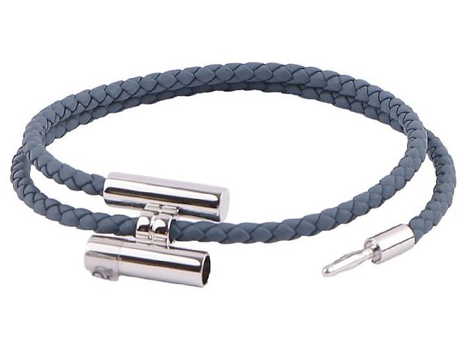 Hermès Bracciale Tournis Tresse da uomo Blu - vista 8