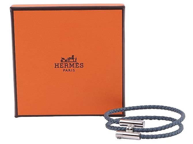 Hermès Bracciale Tournis Tresse da uomo Blu - vista 9