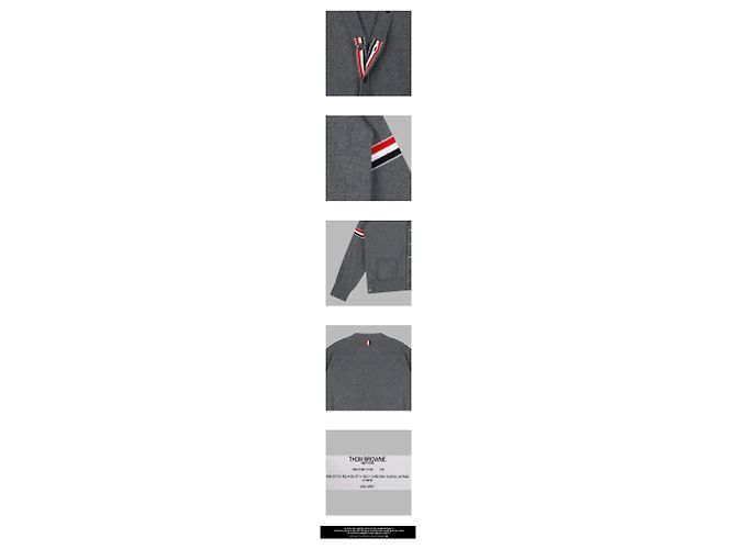 Thom Browne Three-Stripes Wollcardigan Gray Braun - Ansicht 3