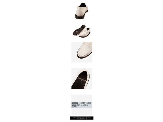 Saint Laurent Mocasines Penny Monograma para mujer Pearl Blanco - Ansicht 3