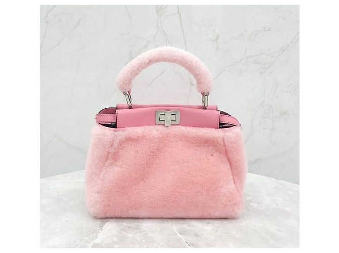 Fendi Peekaboo Pink Shearling Mini Roja - vista 3