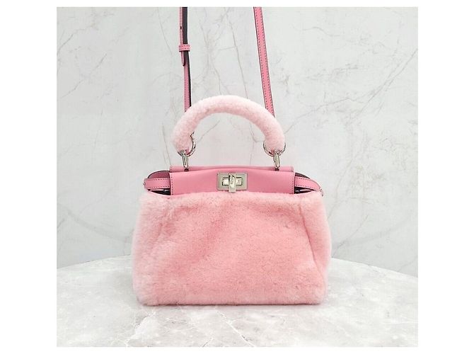 Fendi Peekaboo Pink Shearling Mini Roja - vista 4