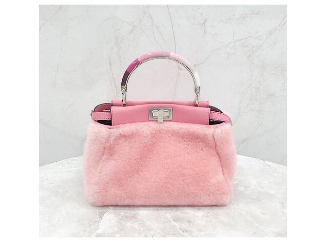 Fendi Peekaboo Pink Shearling Mini Roja - vista 5