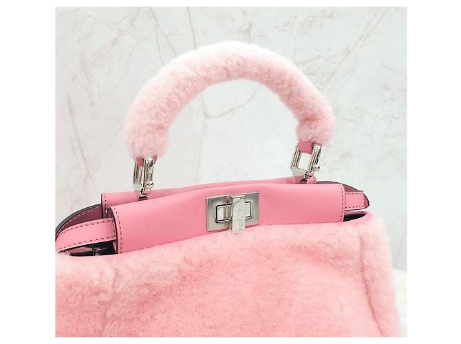 Fendi Peekaboo Pink Shearling Mini Roja - vista 6
