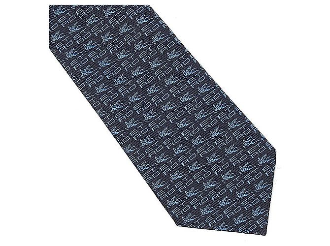 Etro Cravatta in seta con stampa logo da uomo stamp: Blu - vista 5