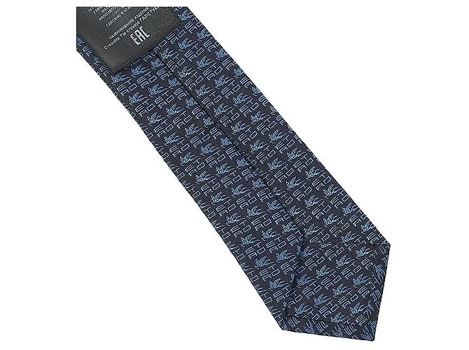 Etro Cravatta in seta con stampa logo da uomo stamp: Blu - vista 6