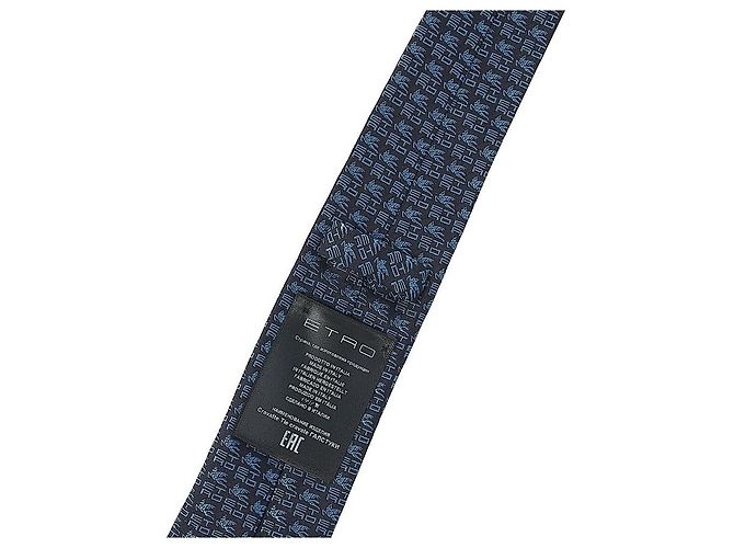 Etro Cravatta in seta con stampa logo da uomo stamp: Blu - vista 7