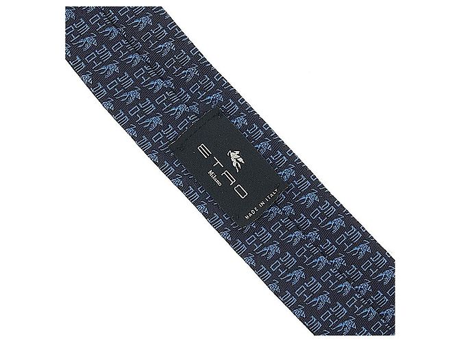 Etro Cravatta in seta con stampa logo da uomo stamp: Blu - vista 8