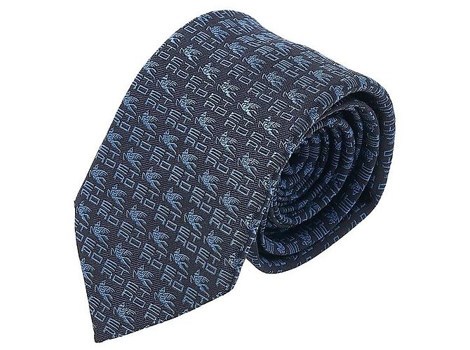 Etro Cravatta in seta con stampa logo da uomo stamp: Blu - vista 9