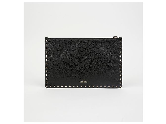 Clutch Rockstud Valentino Rossa in Pelle Rosso - vista 3