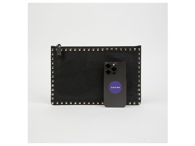 Clutch Rockstud Valentino Rossa in Pelle Rosso - vista 7