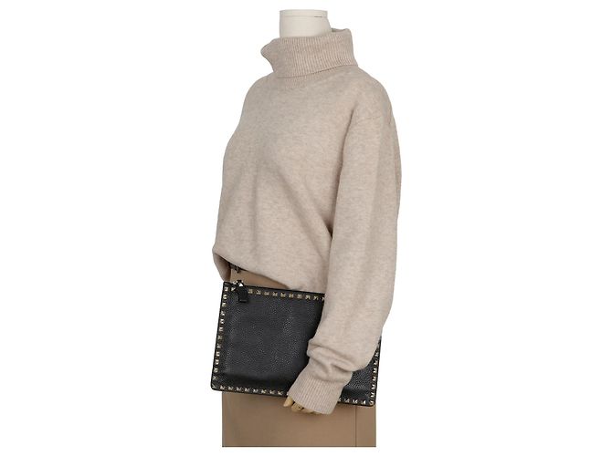 Clutch Rockstud Valentino Rossa in Pelle Rosso - vista 9