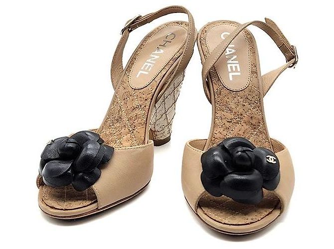 Chanel Sandali wedge Camellia Arancione - vista 2